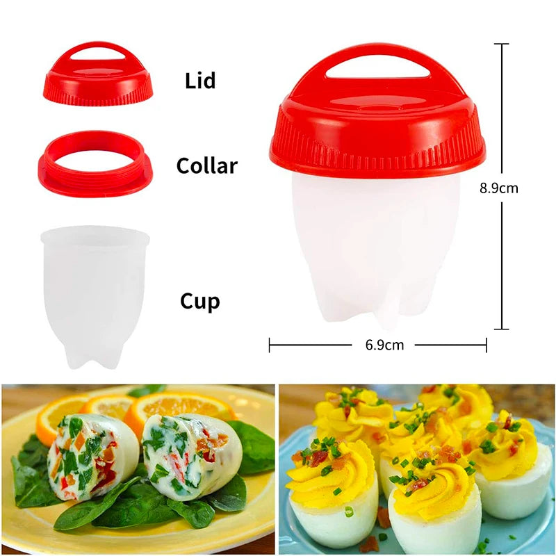 3/6Pcs BPA Free Silicone Egg Boiler Steamer Non-Stick Silicone Egg Cook Cups Fast Egg Poacher for Breakfast Kitchen Cooking Tool